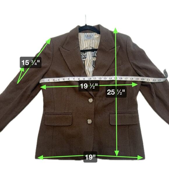 Juicy Couture Y2K Brown Herringbone Wool Blazer w/Silk Lining - Picture 11 of 11